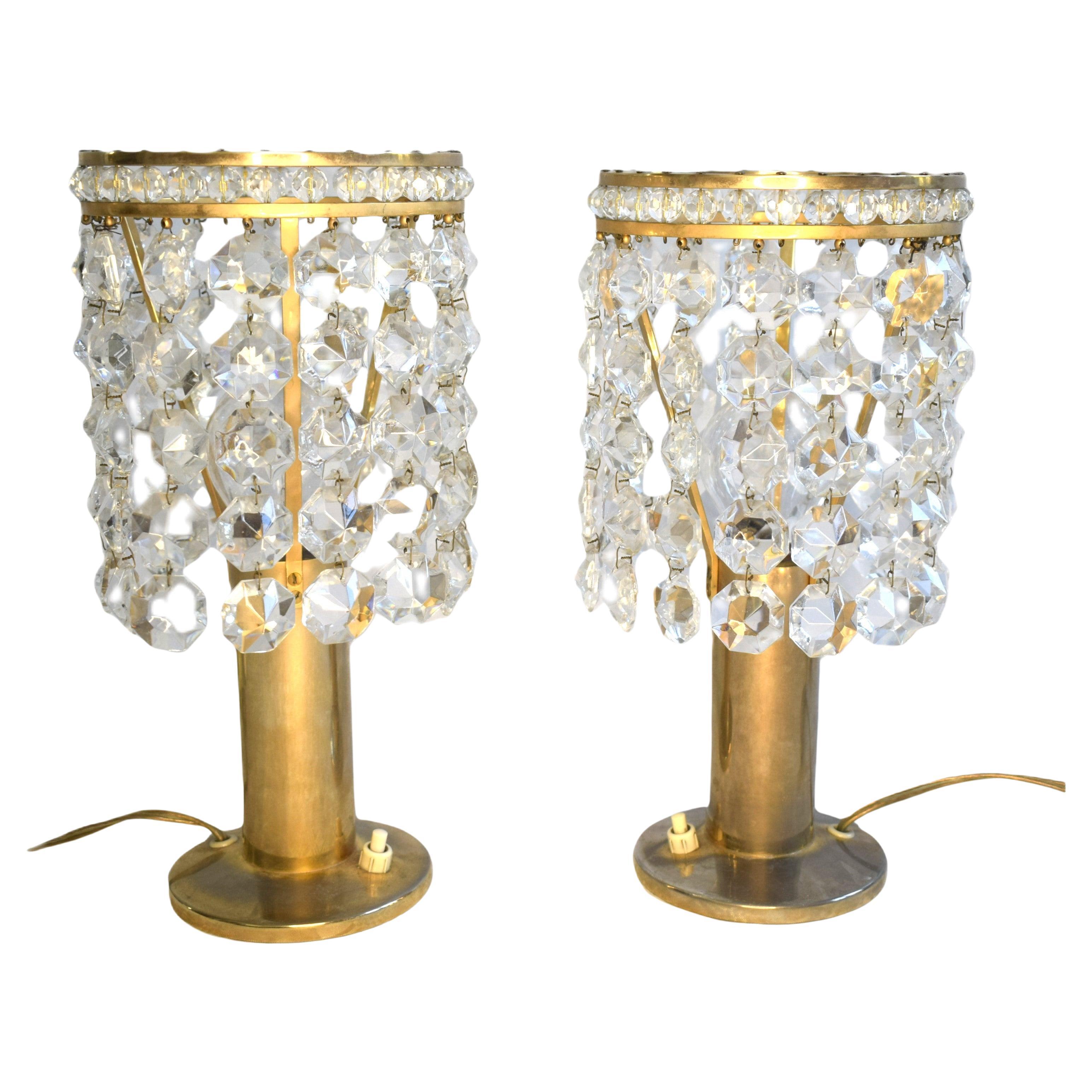 Crystal Glass Table Lamps from Bakalowits & Söhne, 1960s, Set of 2