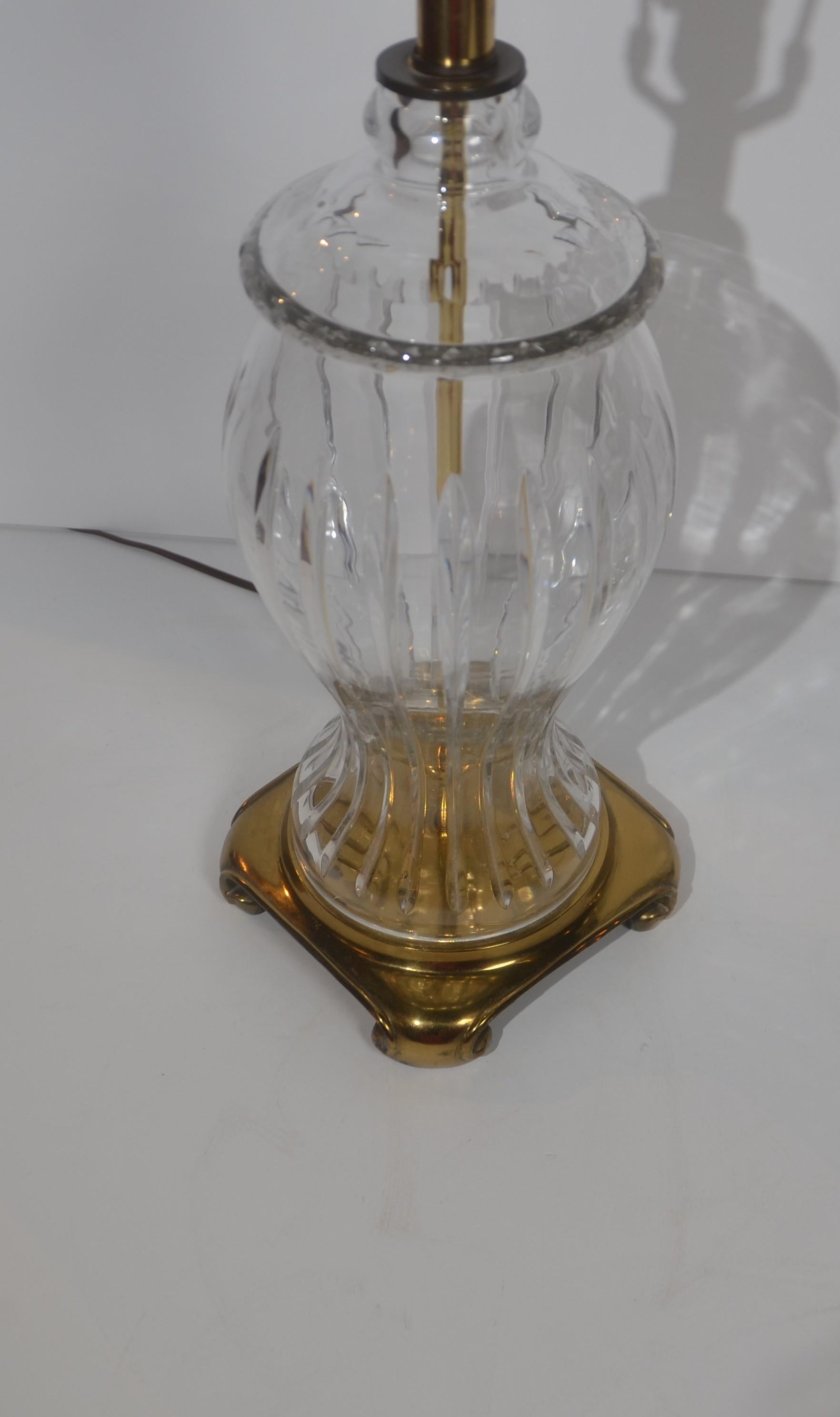 Juego de 2 lámparas de mesa de cristal finales del siglo XX en venta