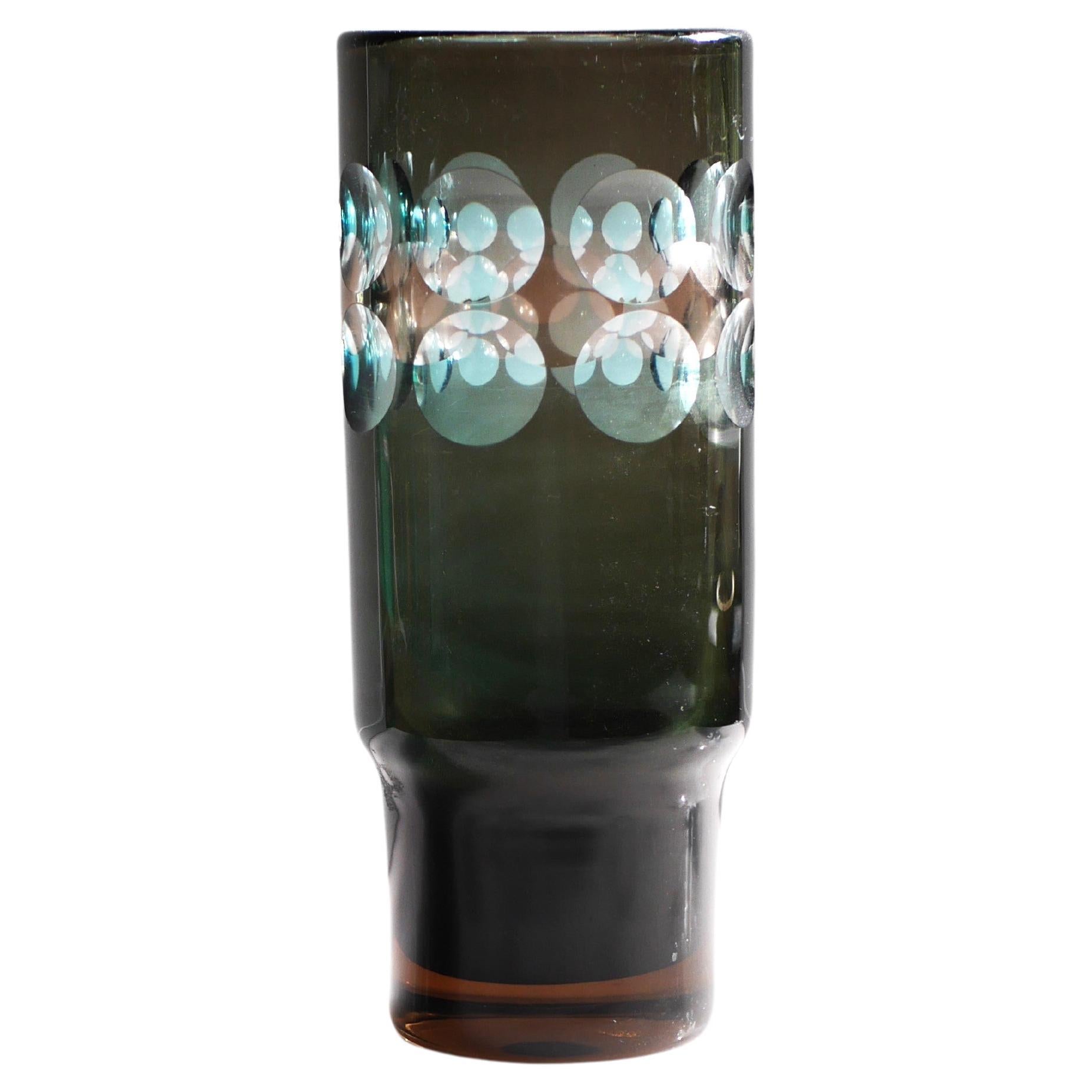Crystal glass vase made and signed by Ove Sandberg for Kosta Boda, Sweden