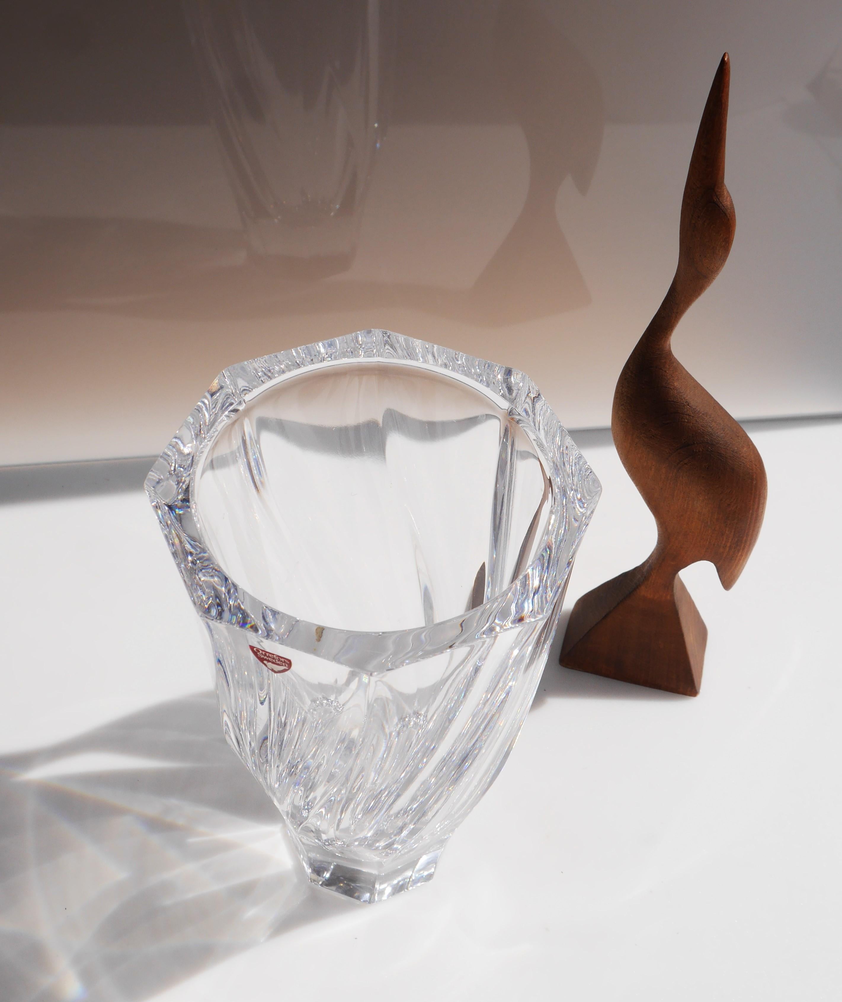 Vase aus Kristallglas von Olle Alberius für Orrefors, Schweden (Glas)