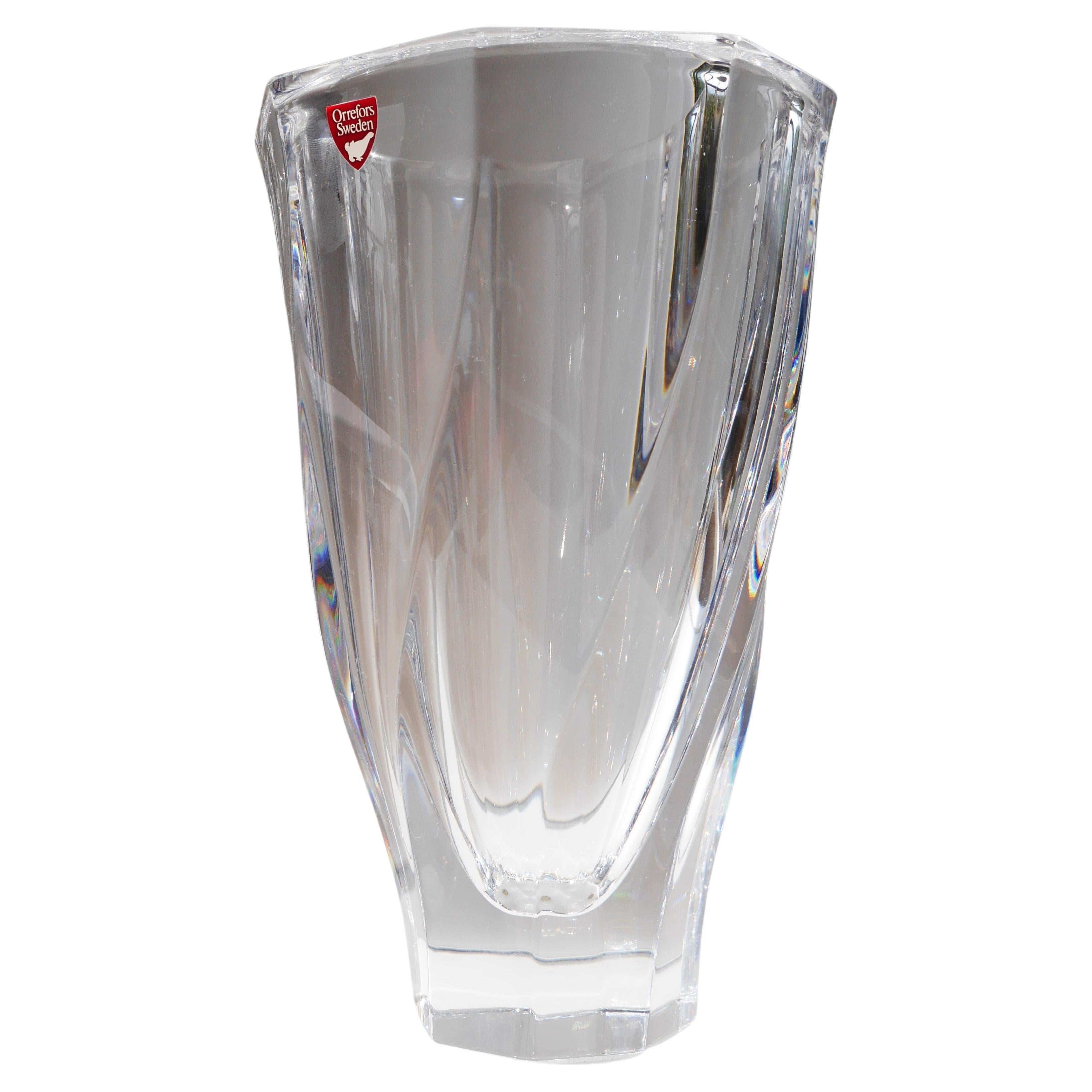 Vase aus Kristallglas von Olle Alberius für Orrefors, Schweden