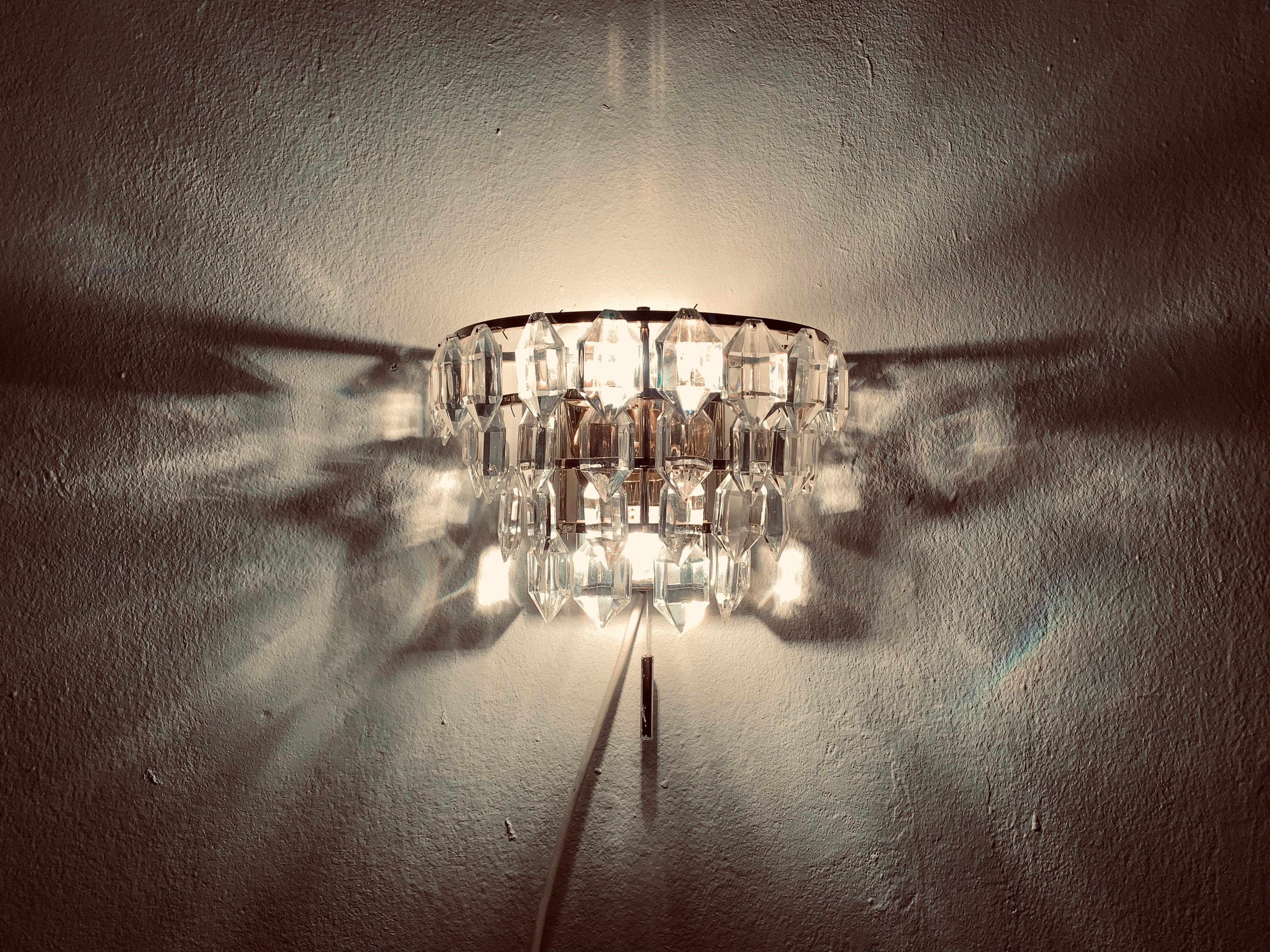 Crystal Glass Wall Lamp by Bakalowits For Sale 3