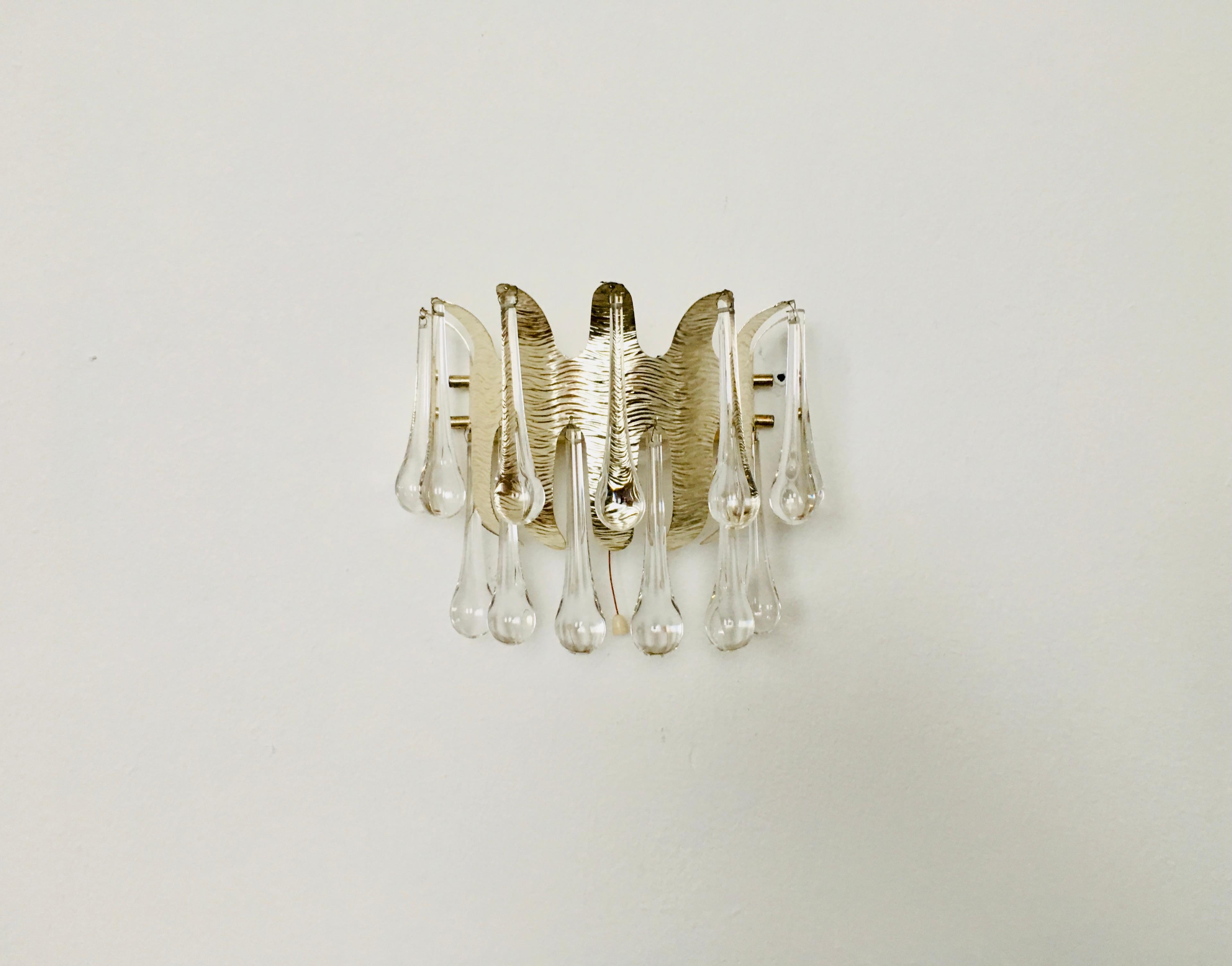 Hollywood Regency Lampe murale en cristal de Palwa en vente