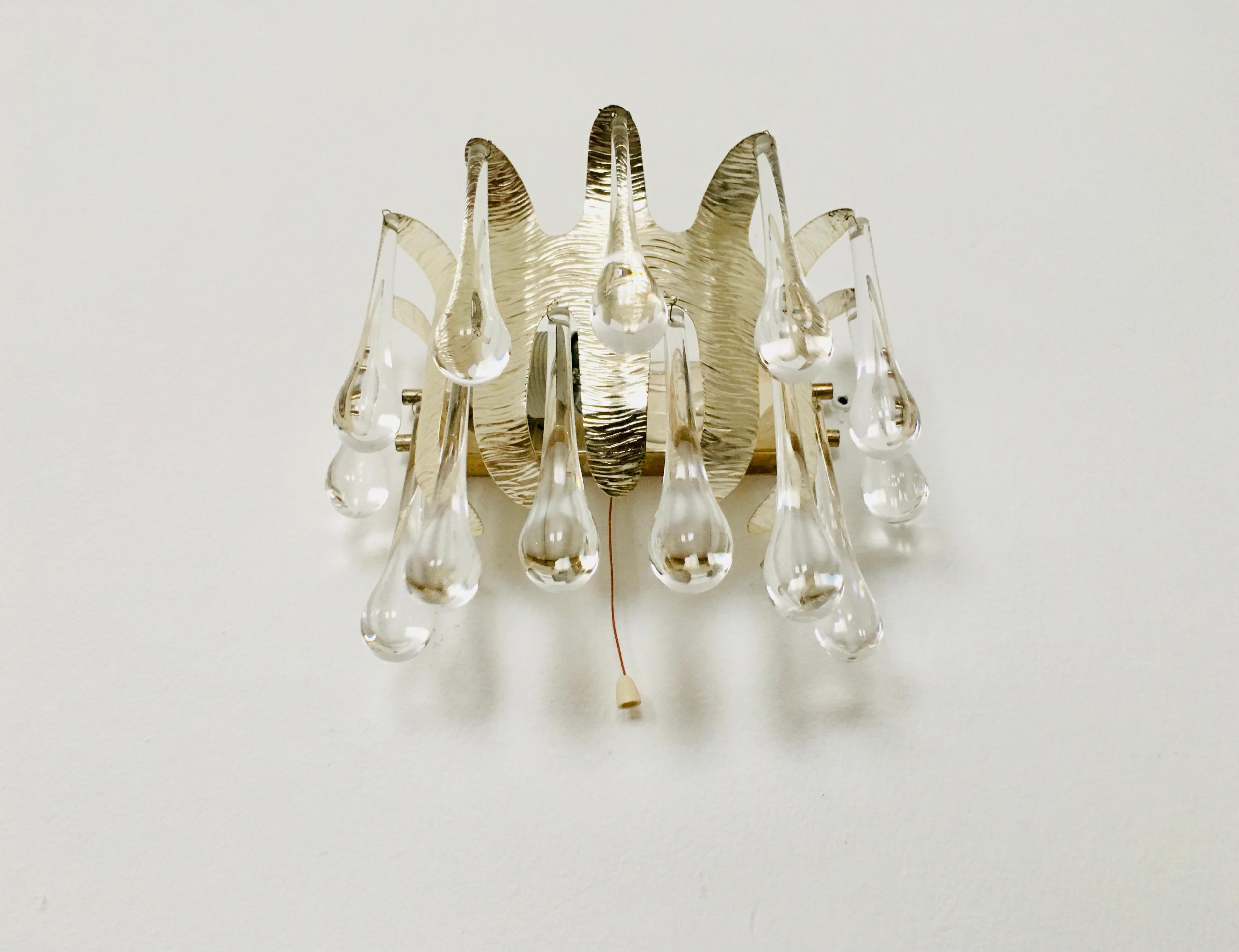 Autrichien Lampe murale en cristal de Palwa en vente