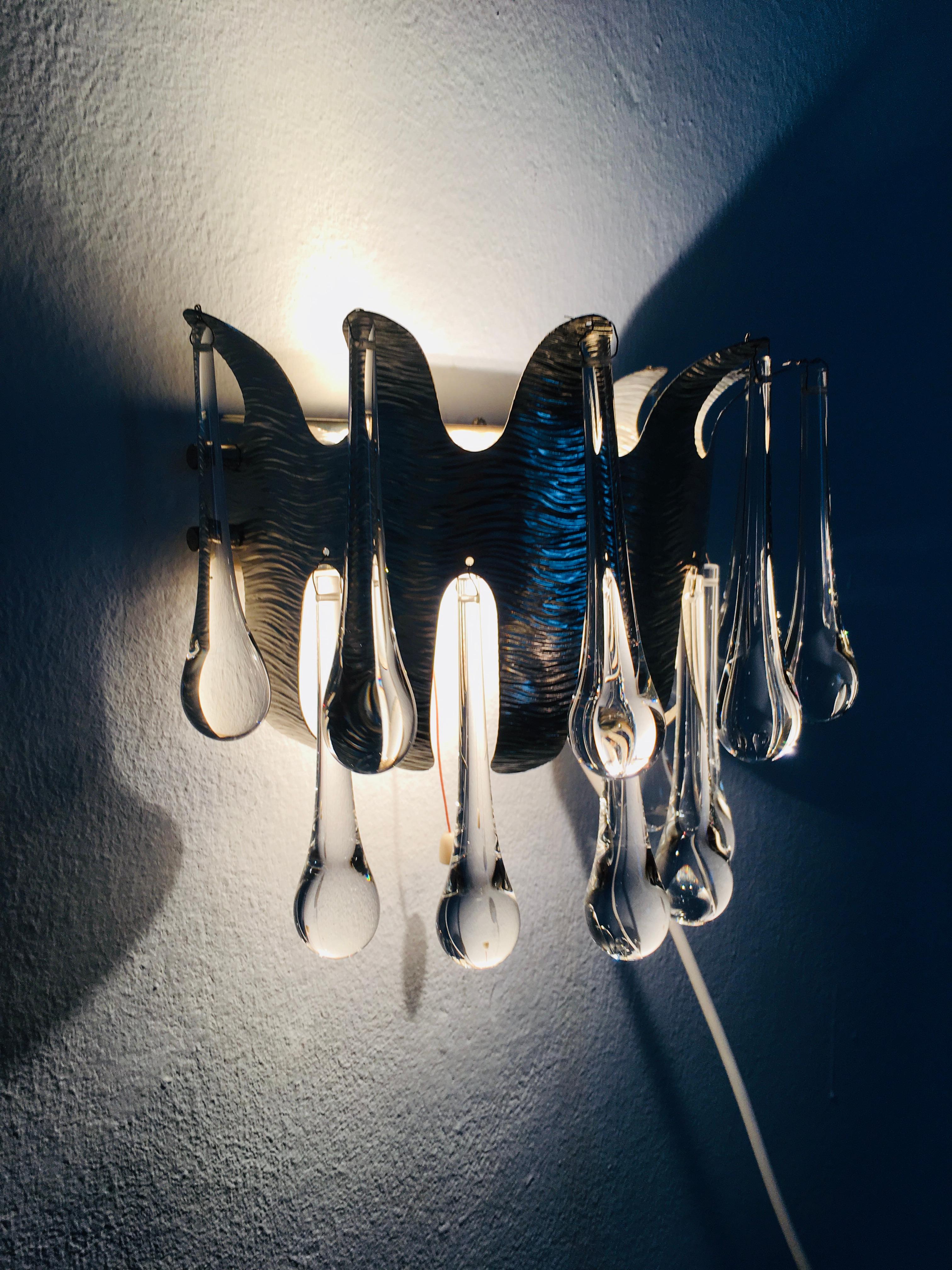 Métal Lampe murale en cristal de Palwa en vente