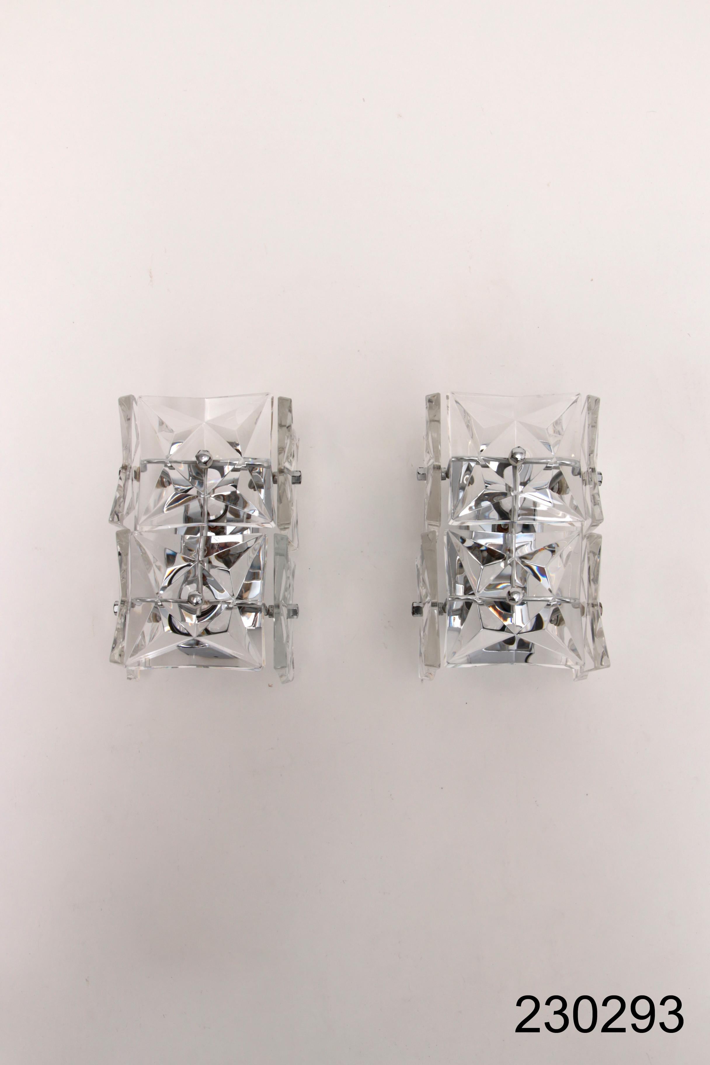 Crystal Glass Wall Lamps by Kinkeldey, 1960s For Sale 7