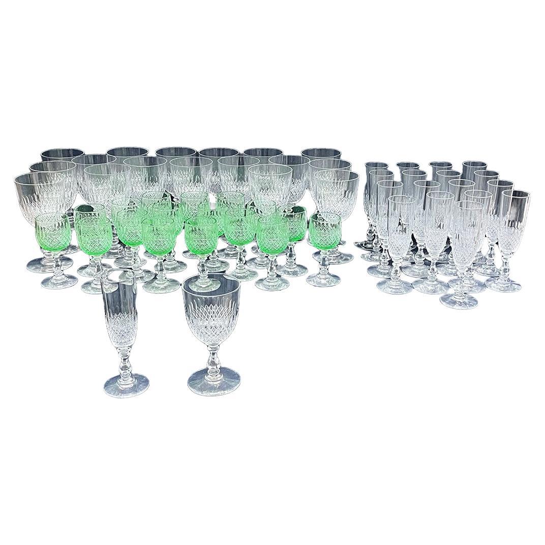 Crystal Glasses of 54 Pieces, Set for 18 For Sale