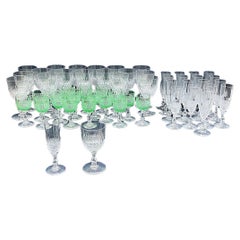 Vintage Crystal Glasses of 54 Pieces, Set for 18