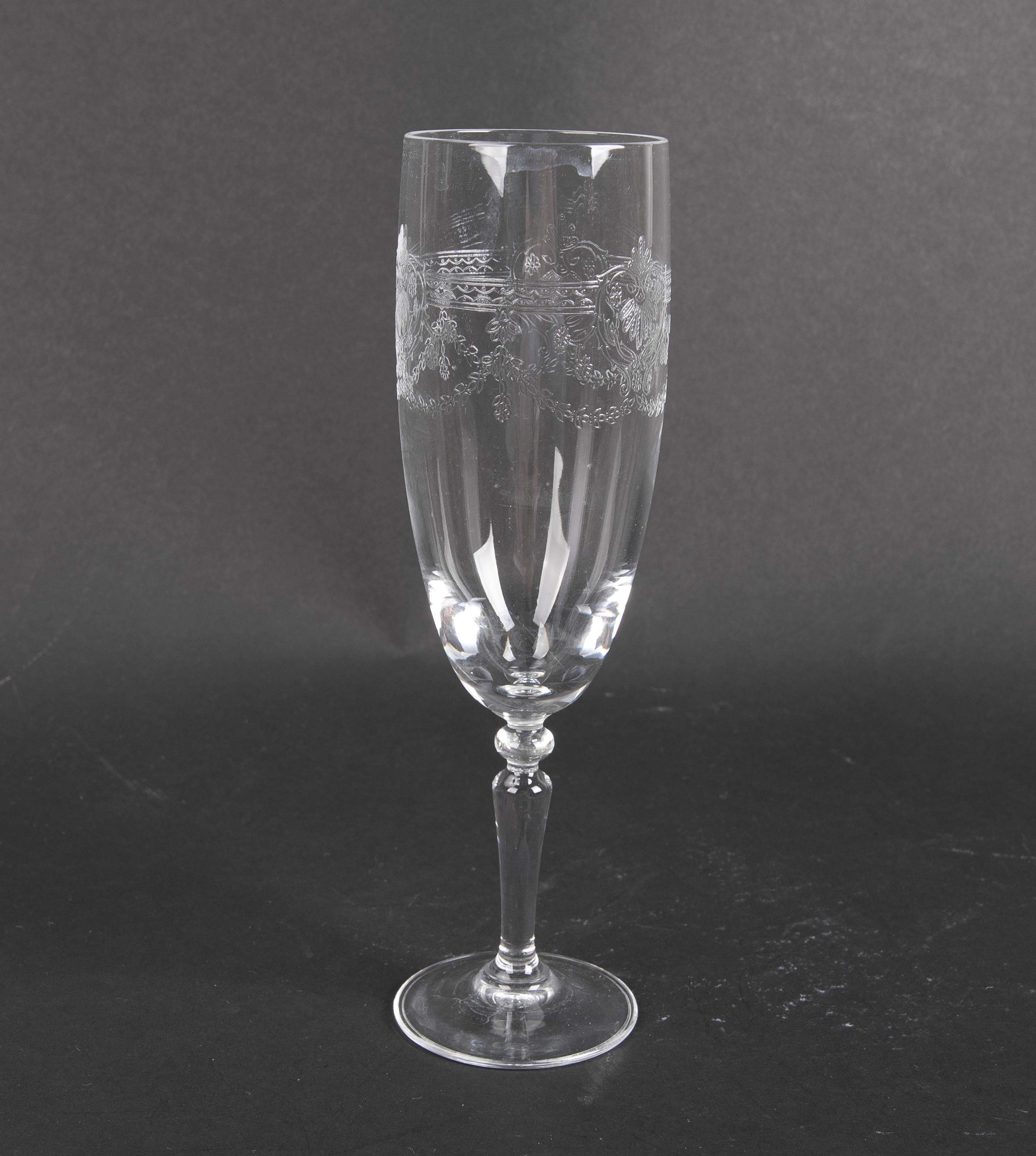 Crystal Glassware Composed by Sixty Hand-Carved Pieces For Sale 9