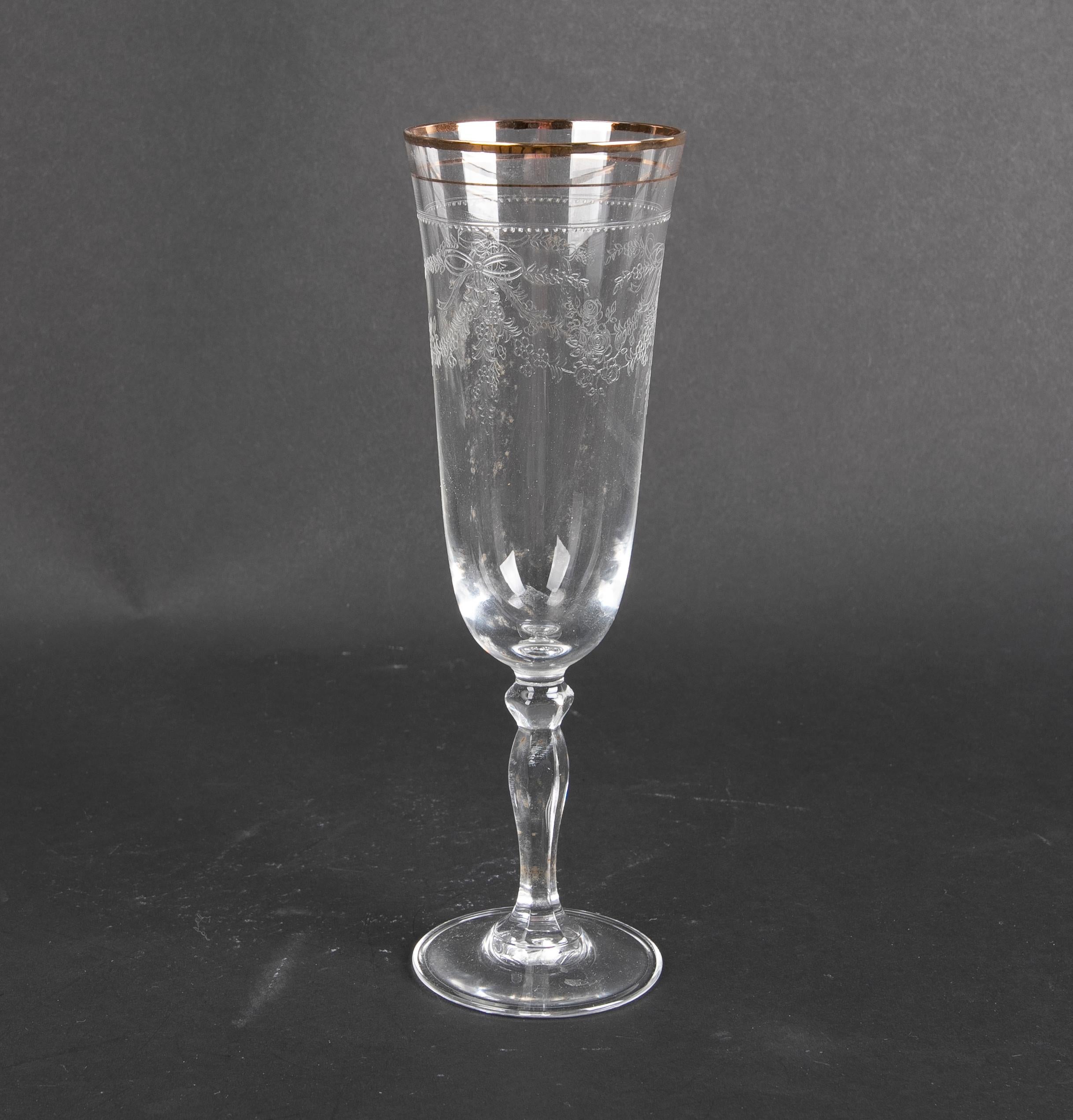 Crystal Glassware Composed by Sixty Hand-Carved Pieces For Sale 4