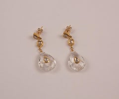 Crystal Gold Diamond Drop Dangle Earrings