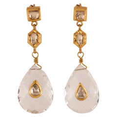 Crystal Gold Diamond Drop Dangle Earrings