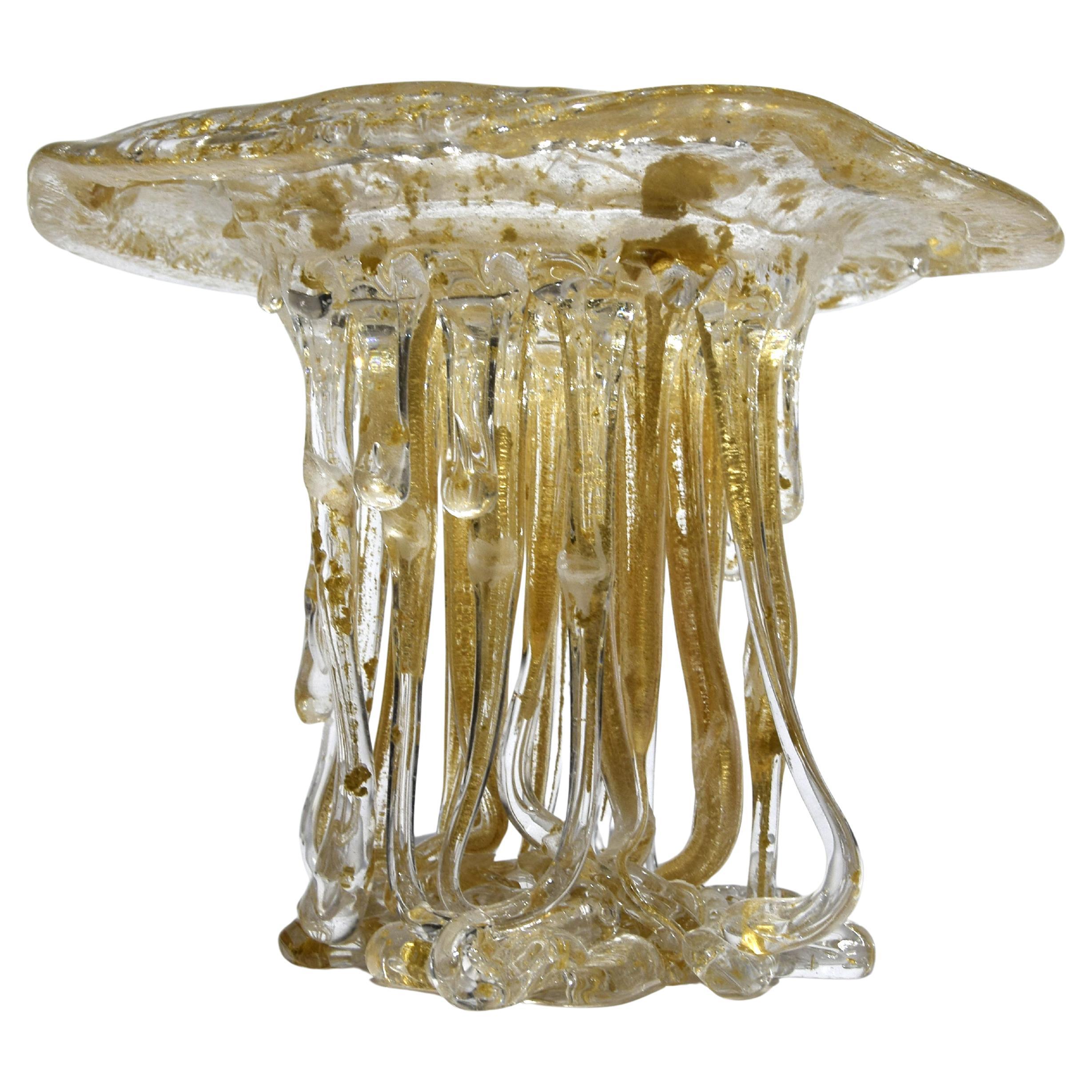 "Crystal & Gold" Jellyfish, Murano Glass, Handmade Italy, 2025 Centerpiece