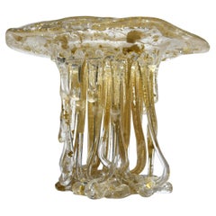 "Crystal & Gold" Jellyfish, Murano Glass, Handmade Italy, 2025 Centerpiece