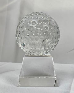 Crystal Golf Ball on Crystal Stand in Two Parts