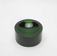 Crystal Green Convex Bowl by KA Glass