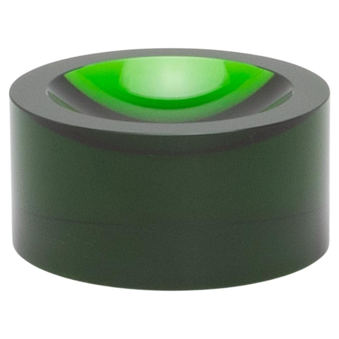 Crystal Green Convex Bowl by KA Glass