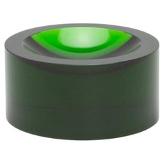 Crystal Green Convex Bowl by KA Glass