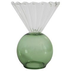Contemporary Green Blown Glass Bowl by Natalia Criado Circular Round Cone
