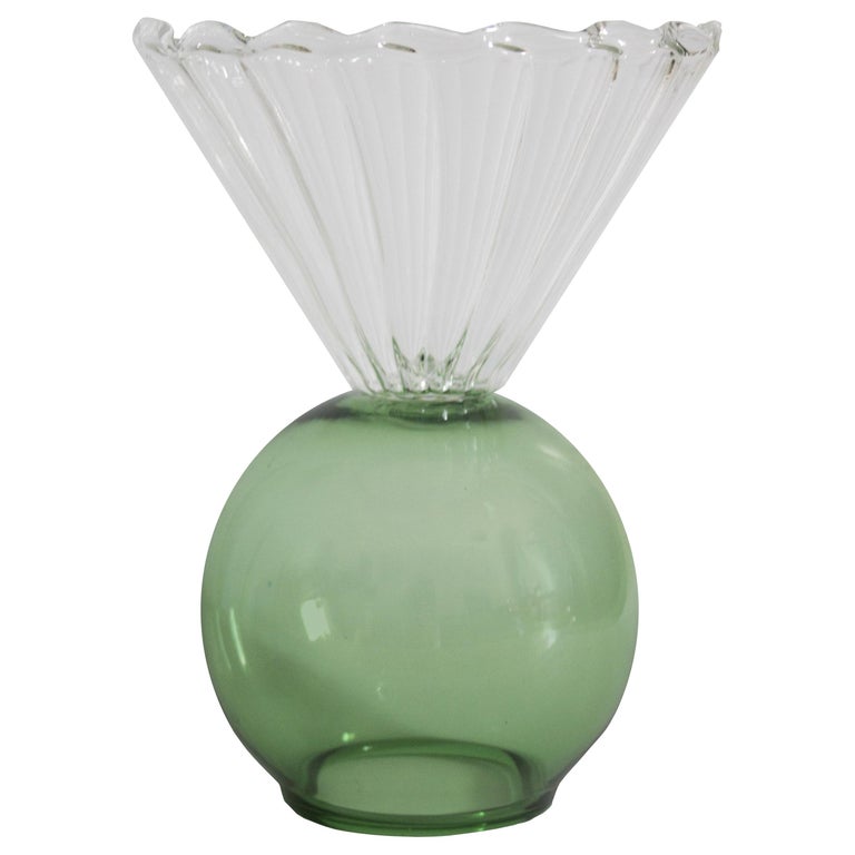 Crystal Green Cup Vase by Natalia Criado For Sale