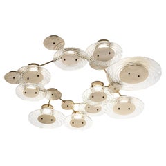 Crystal Hammered Metal 10-lights Ceiling Lamp by Il Paralume Marina