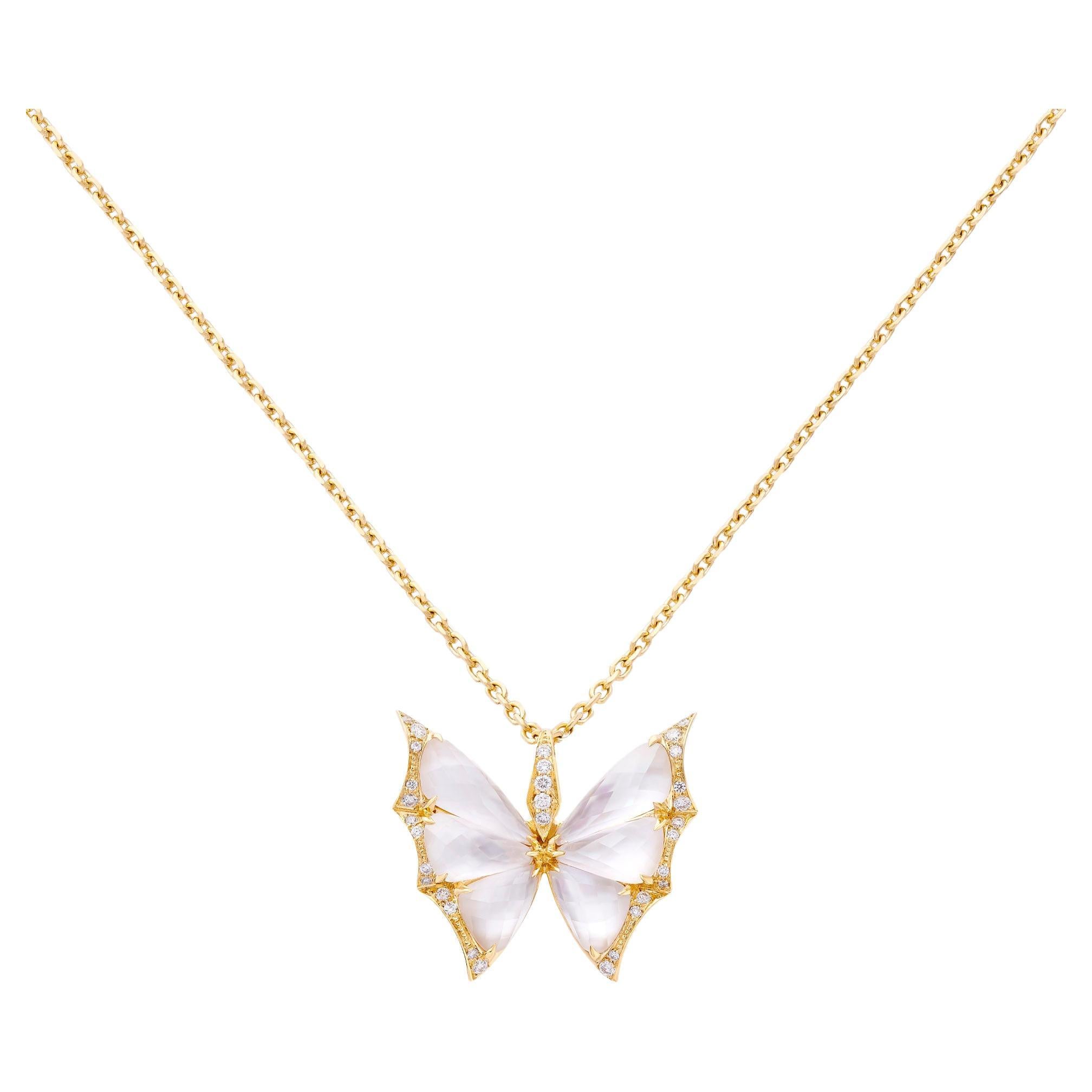 Crystal Haze Pendant - 18 Carat Yellow Gold and Mother of Pearl