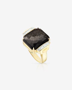 Crystal Haze Tablet Twister Ring - 18 Carat Yellow Gold