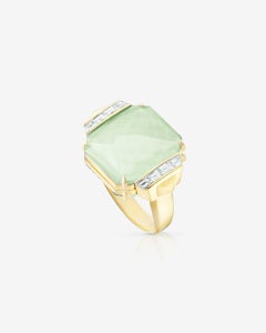 Crystal Haze Tablet Twister Ring - 18 Carat Yellow Gold