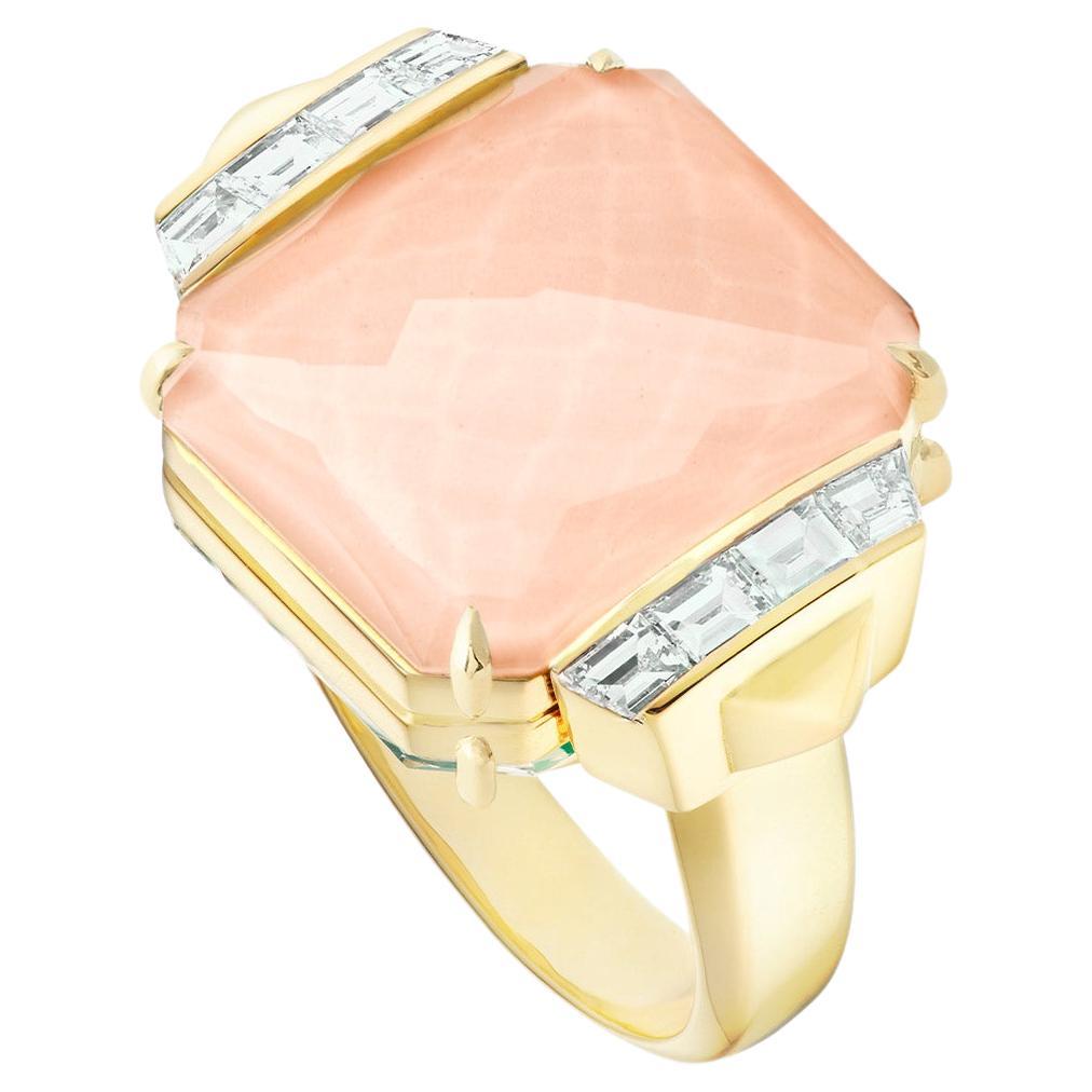 For Sale:  Crystal Haze Tablet Twister Ring - 18 Carat Yellow Gold