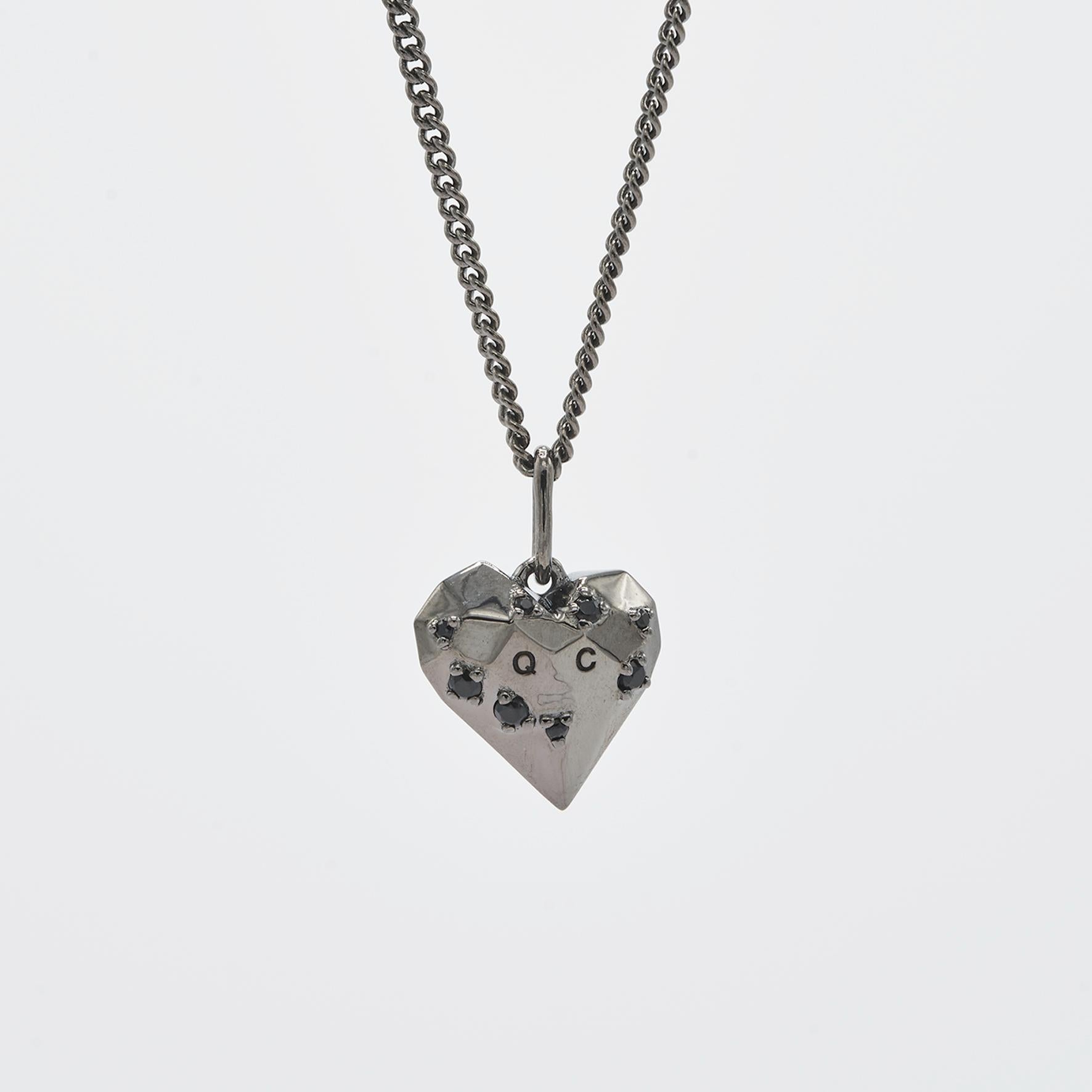 Round Cut Crystal Heart Silver Pendant For Sale