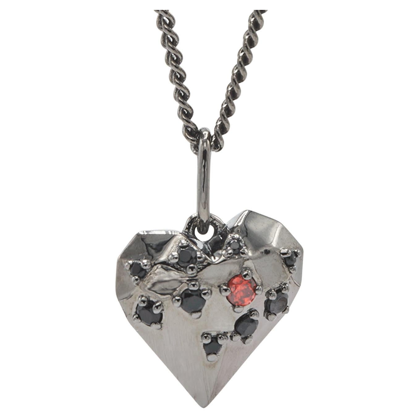 Crystal Heart Silver Pendant For Sale