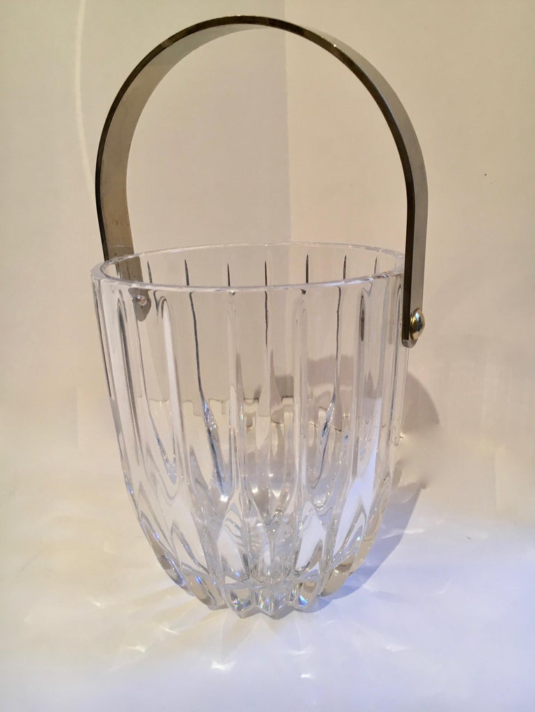 Crystal Ice Bucket with Nickel Handle For Sale at 1stDibs crystal ice