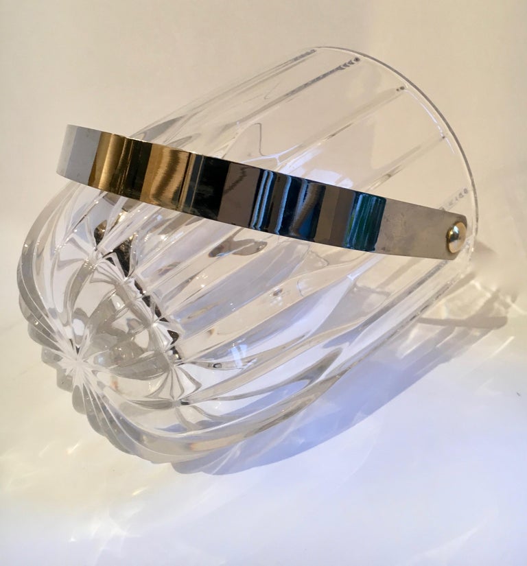 Crystal Ice Bucket with Nickel Handle For Sale at 1stDibs crystal ice