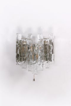 Crystal Ice Glass Wall Lamp Design by J. T. Kalmar 1960
