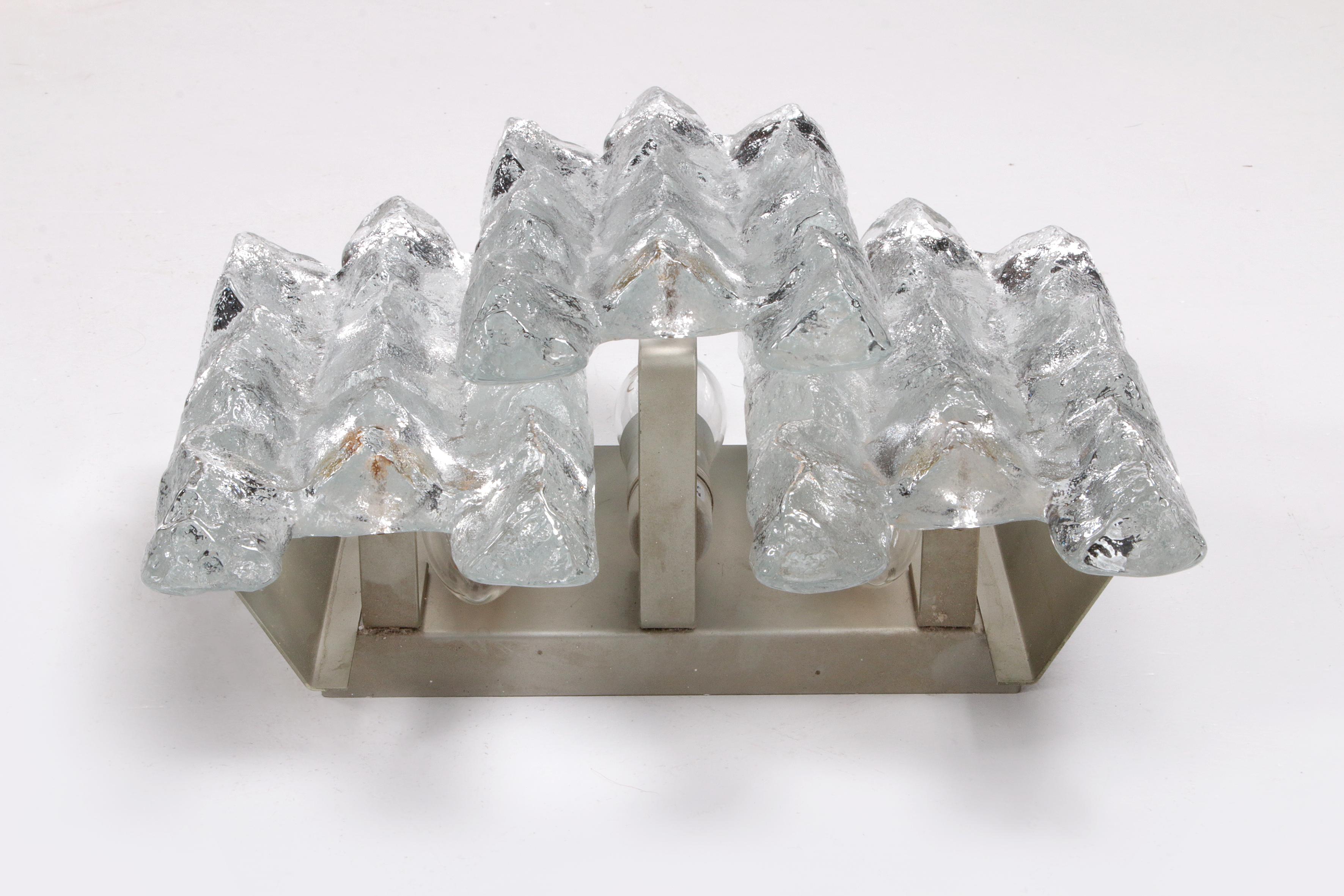 Crystal Ice Glass Wall Lamp Design by J. T. Kalmar 1960 For Sale 2