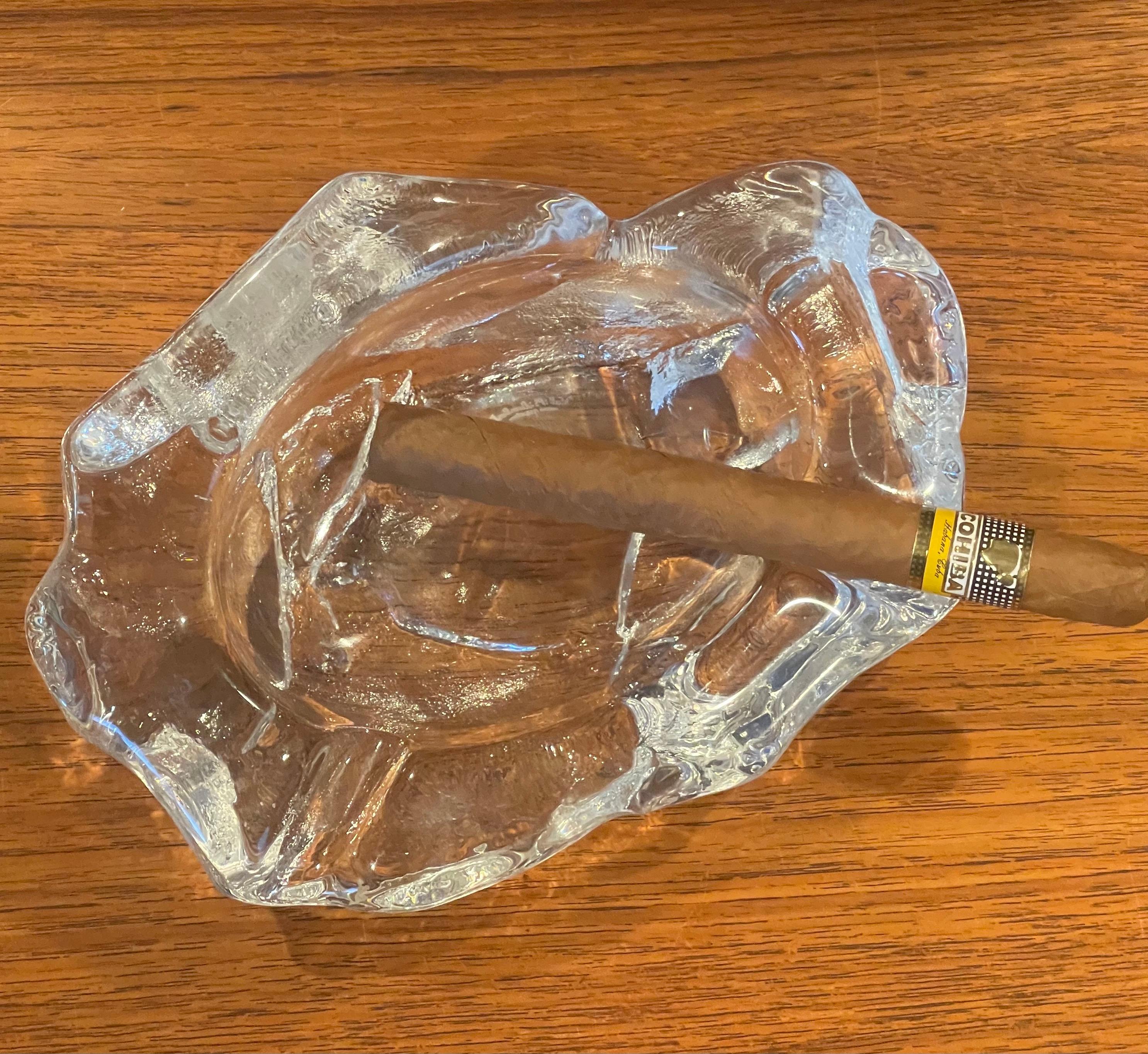 Gorgeous crystal iceberg cigar ashtray by Val Saint Lambert, circa 1940s. The piece is signed on the underside and measures a hefty 8.5