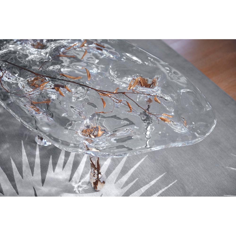 Art déco Table Icicle en cristal - Table basse - Design luxueux en cristal et branches de bois en vente