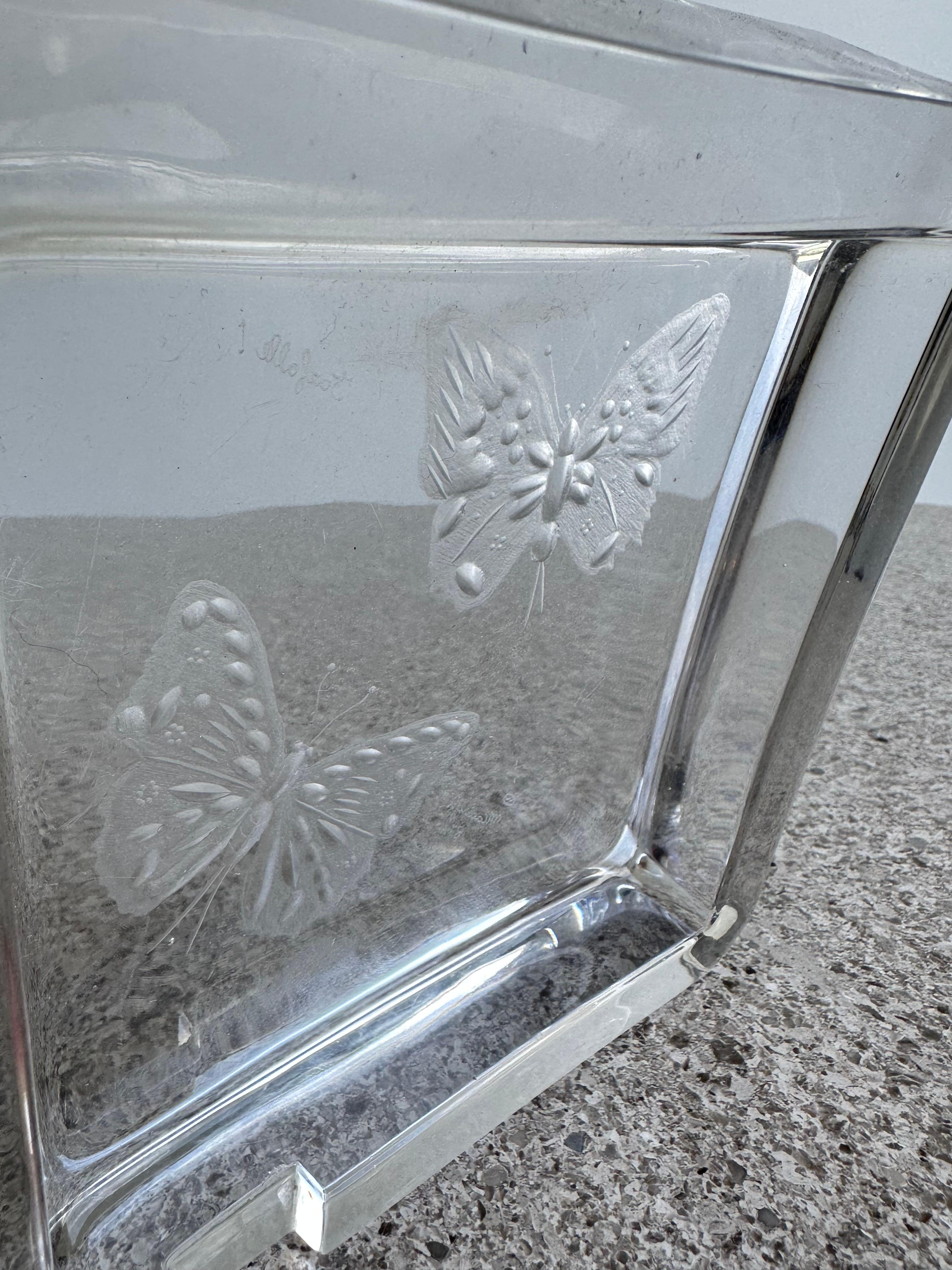 Cenicero cuadrado grande de cristal italiano de M. Caciagli 1987 Moderno de mediados de siglo en venta