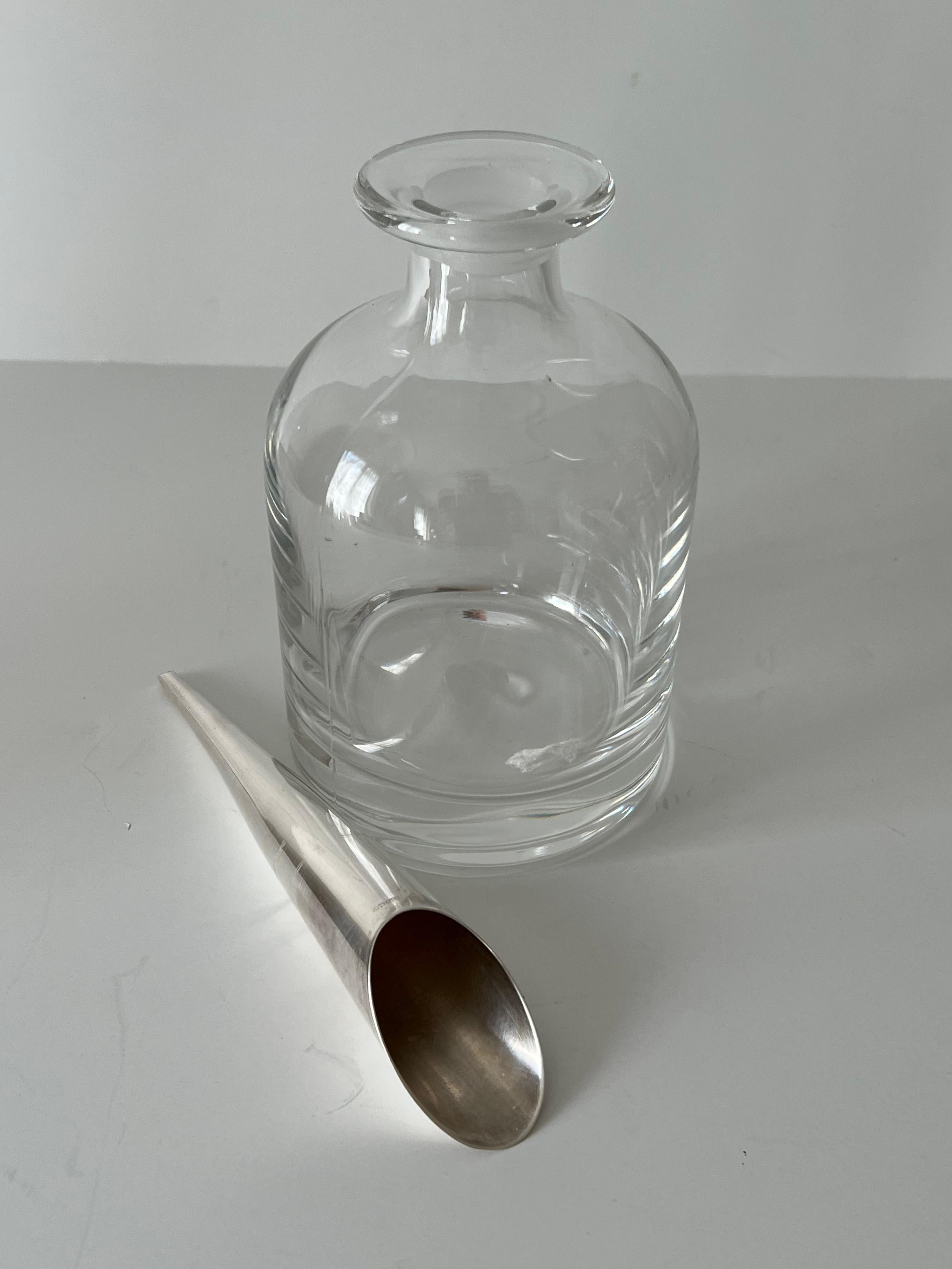 20th Century Crystal Italian Pampaloni Decanter with Sterling Silver Cone Style Stopper For Sale