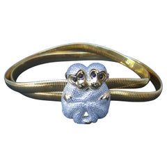 Crystal Jewel Encrusted Pair of Large Monkey's Stretch Belt c 1980s