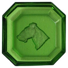 Antique Crystal Jewelry Dish Airedale Terrier Dog