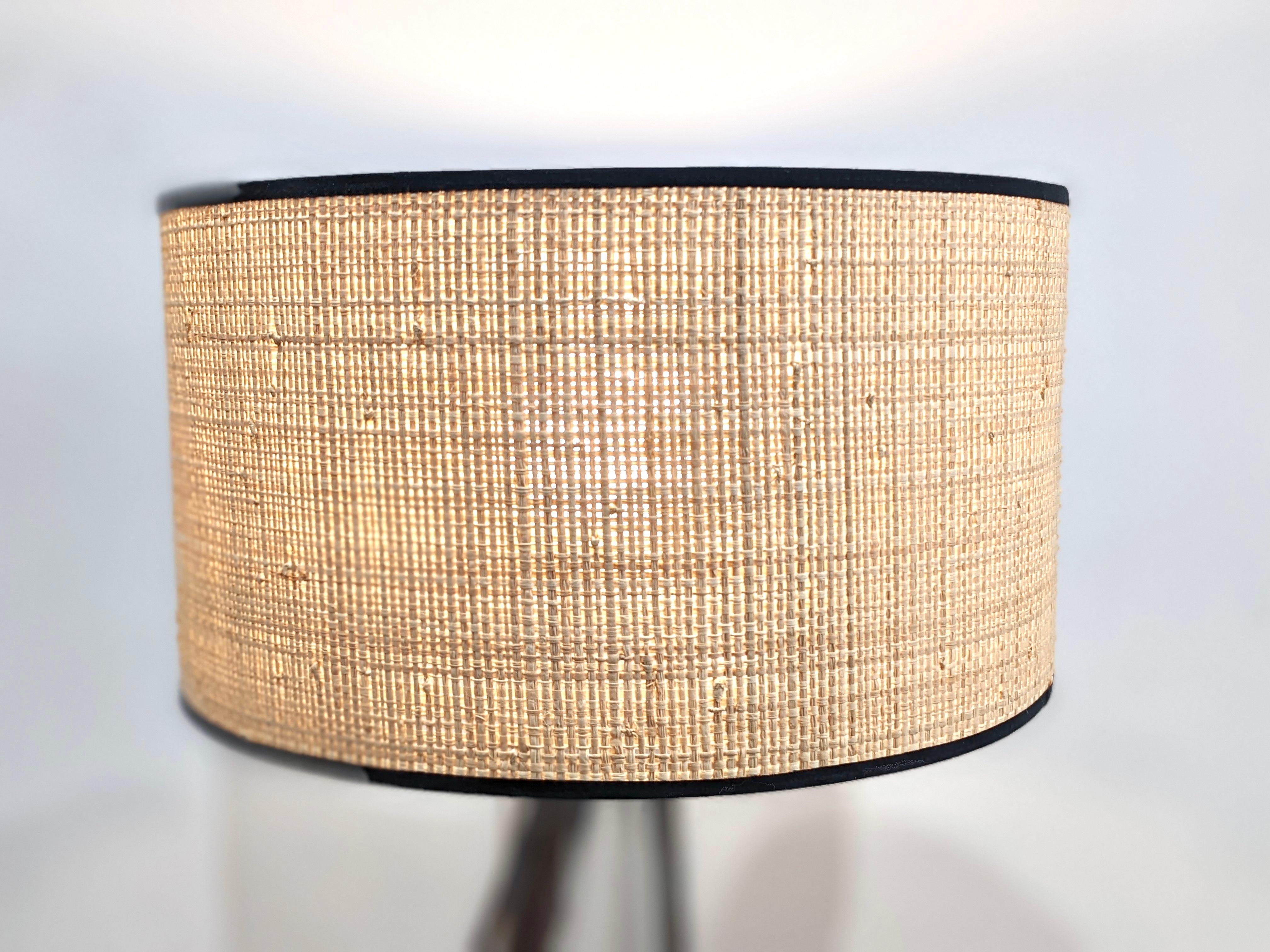 Crystal Lamp with Rattan Shade For Sale 1