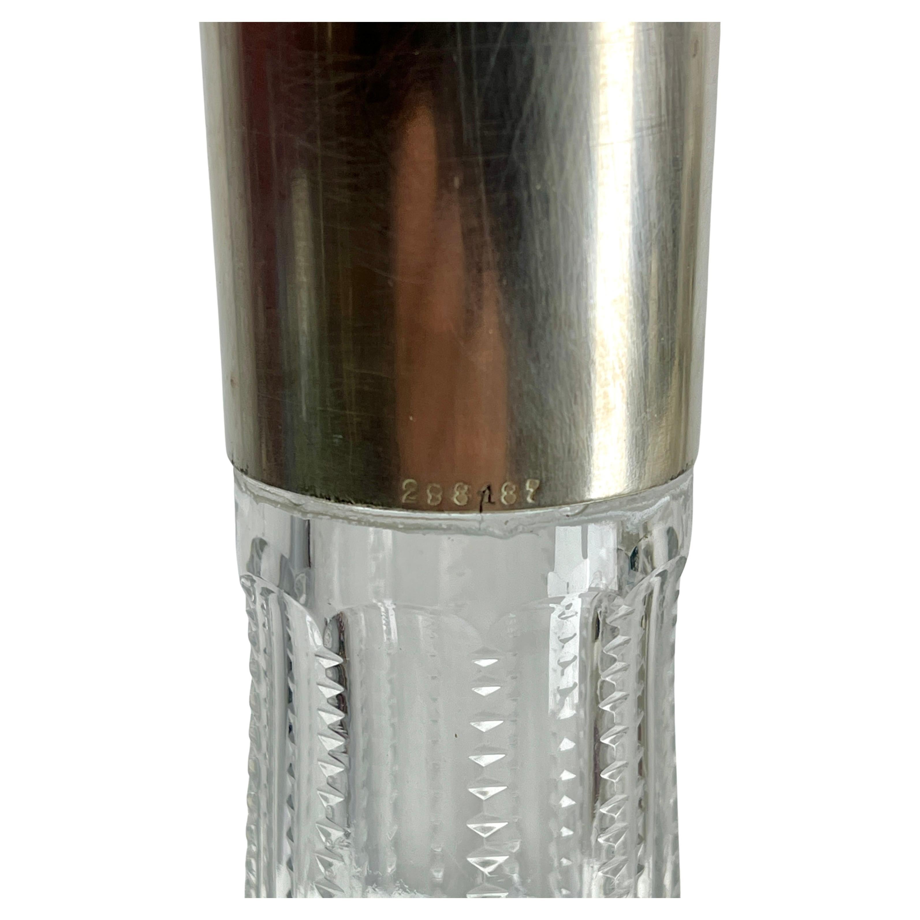Decantador grande de cristal con montura de plata facetada  1930s en Bueno estado para la venta en Verviers, BE