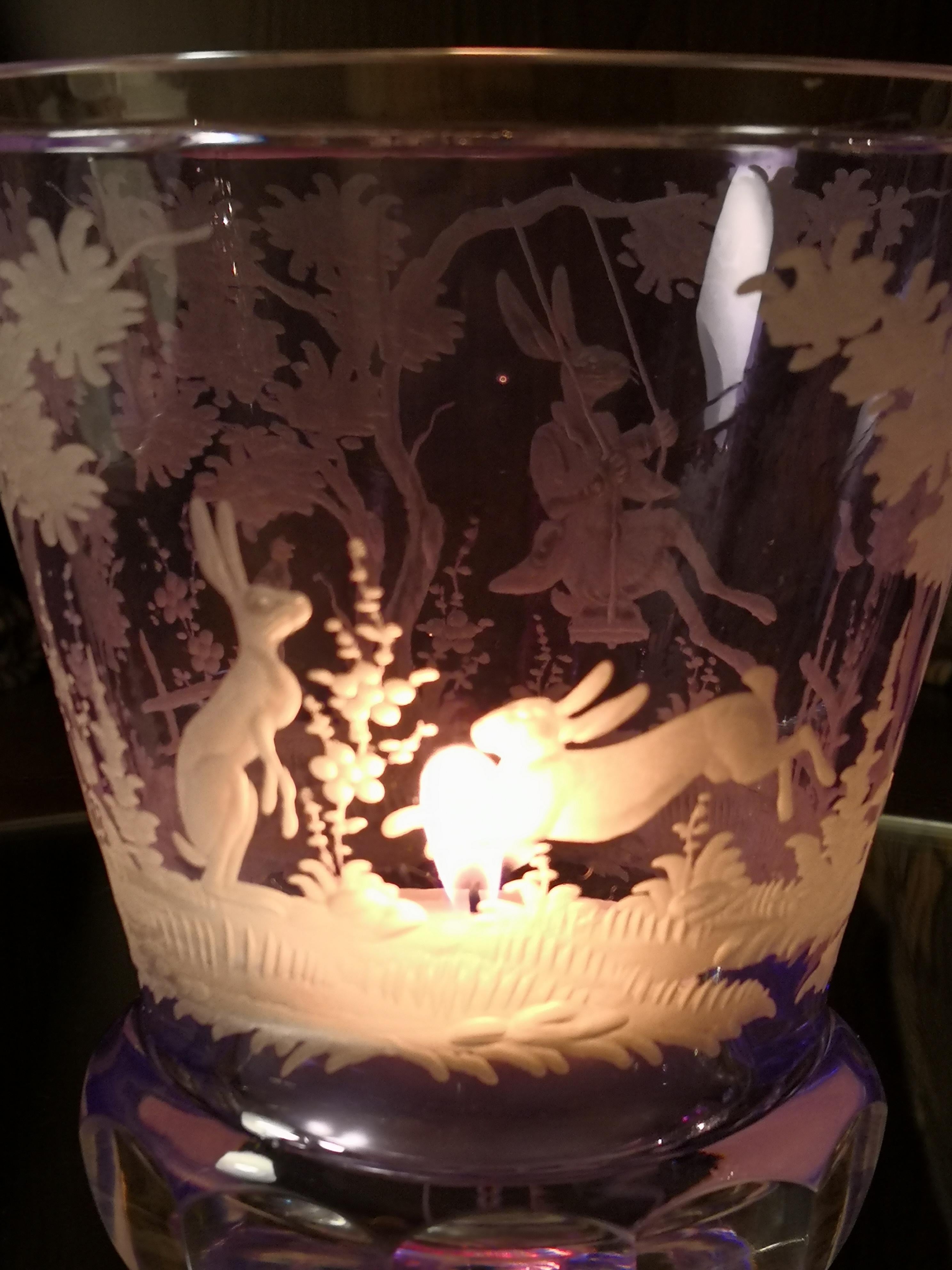 German Crystal Latern Handblown Purple Glass Easter Decor Sofina Boutique Kitzbühel For Sale