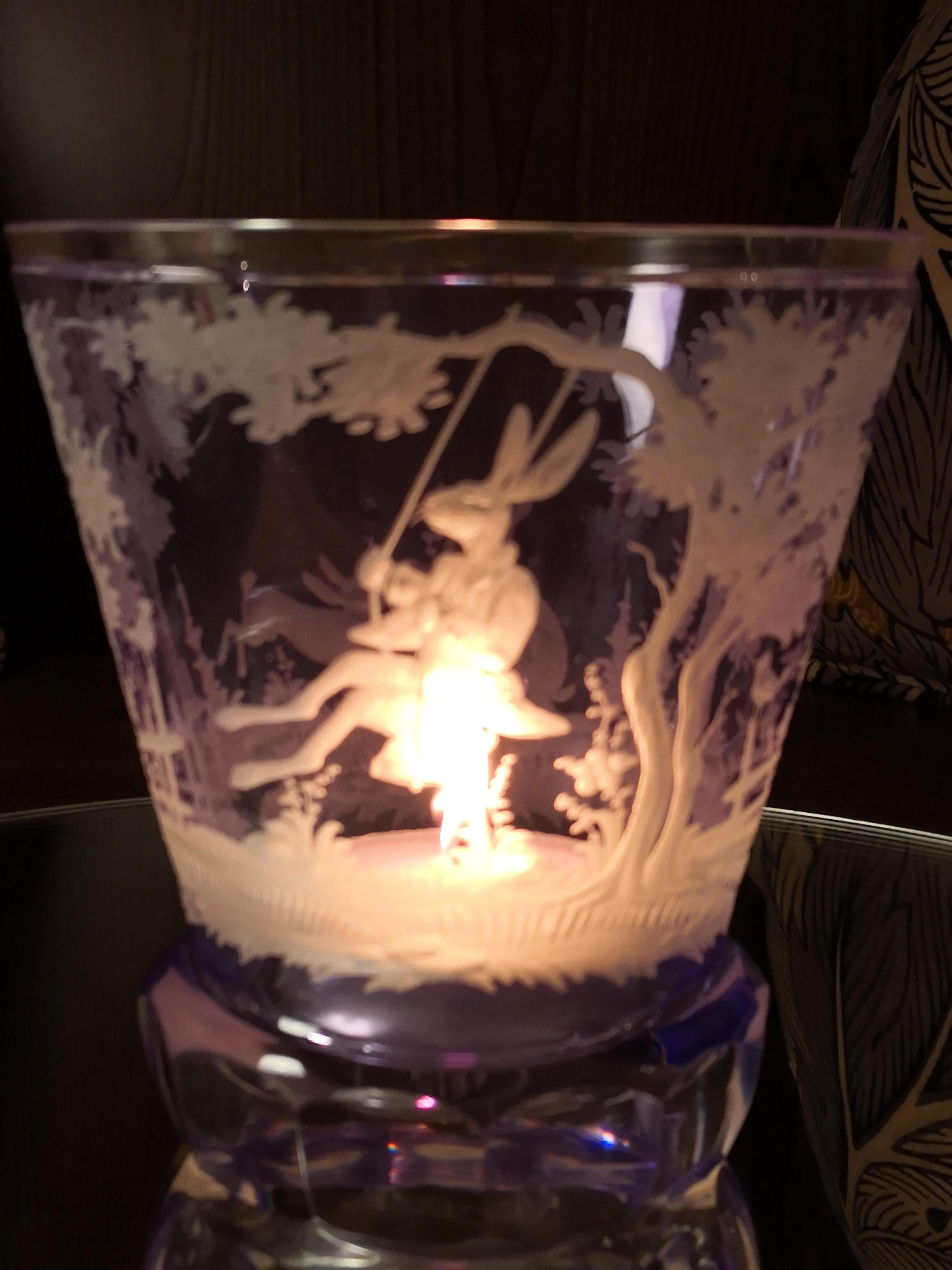 Contemporary Crystal Latern Handblown Purple Glass Easter Decor Sofina Boutique Kitzbühel For Sale