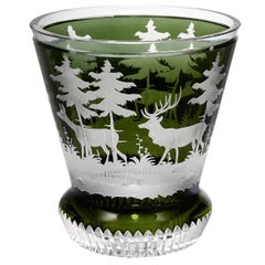 Crystal Laterne in Green Glass with Hunting Scene Sofina Boutique Kitzbuehel