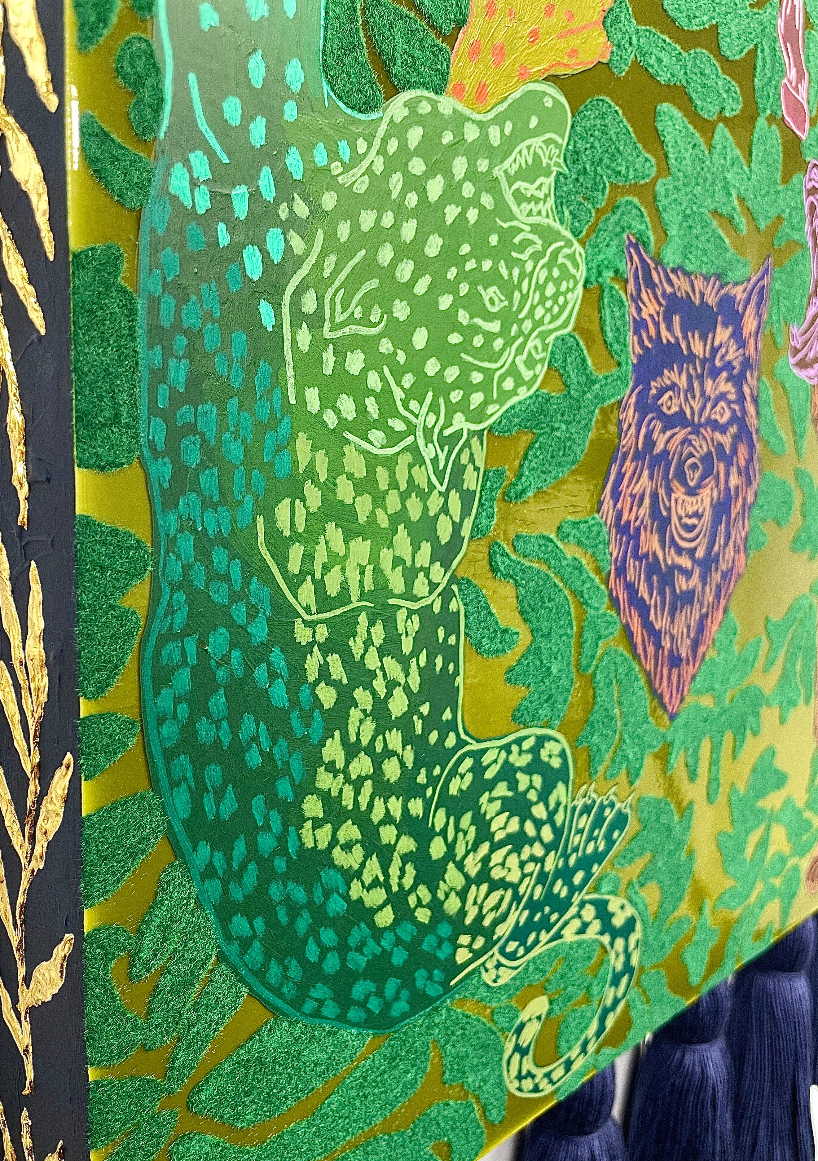 Totem 11 - Gold Abstract Painting by Crystal Latimer