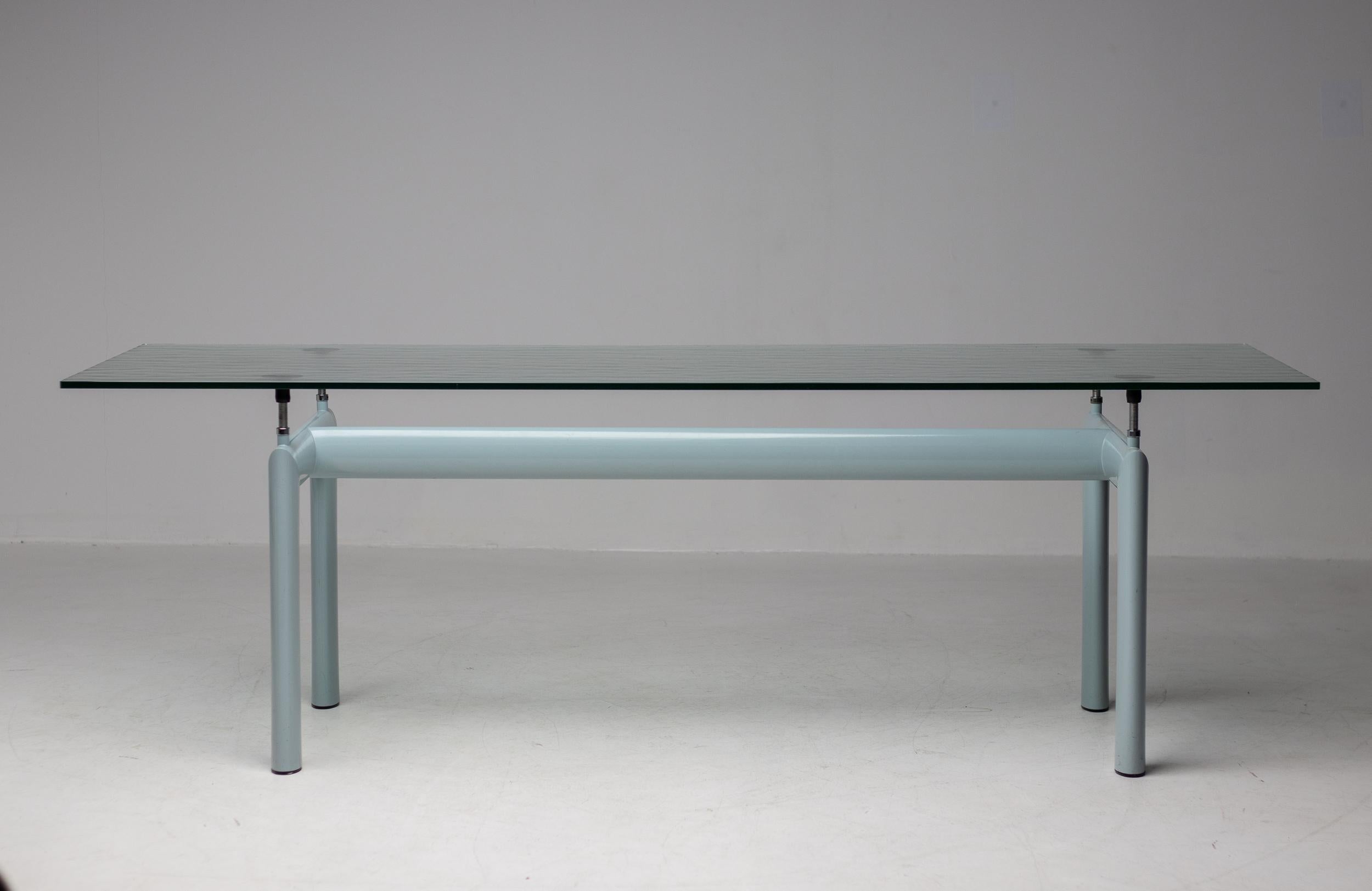 Aluminium Table en cristal LC6 de Le Corbusier, Jeanneret et Perriand pour Cassina