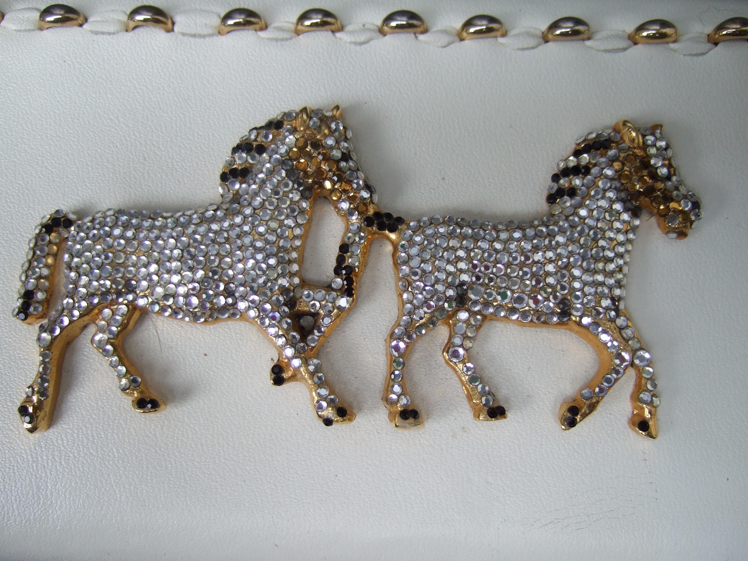 Crystal Leather Equine Minaudiere Clutch by Ermine Beverly Hills c 1980s 6