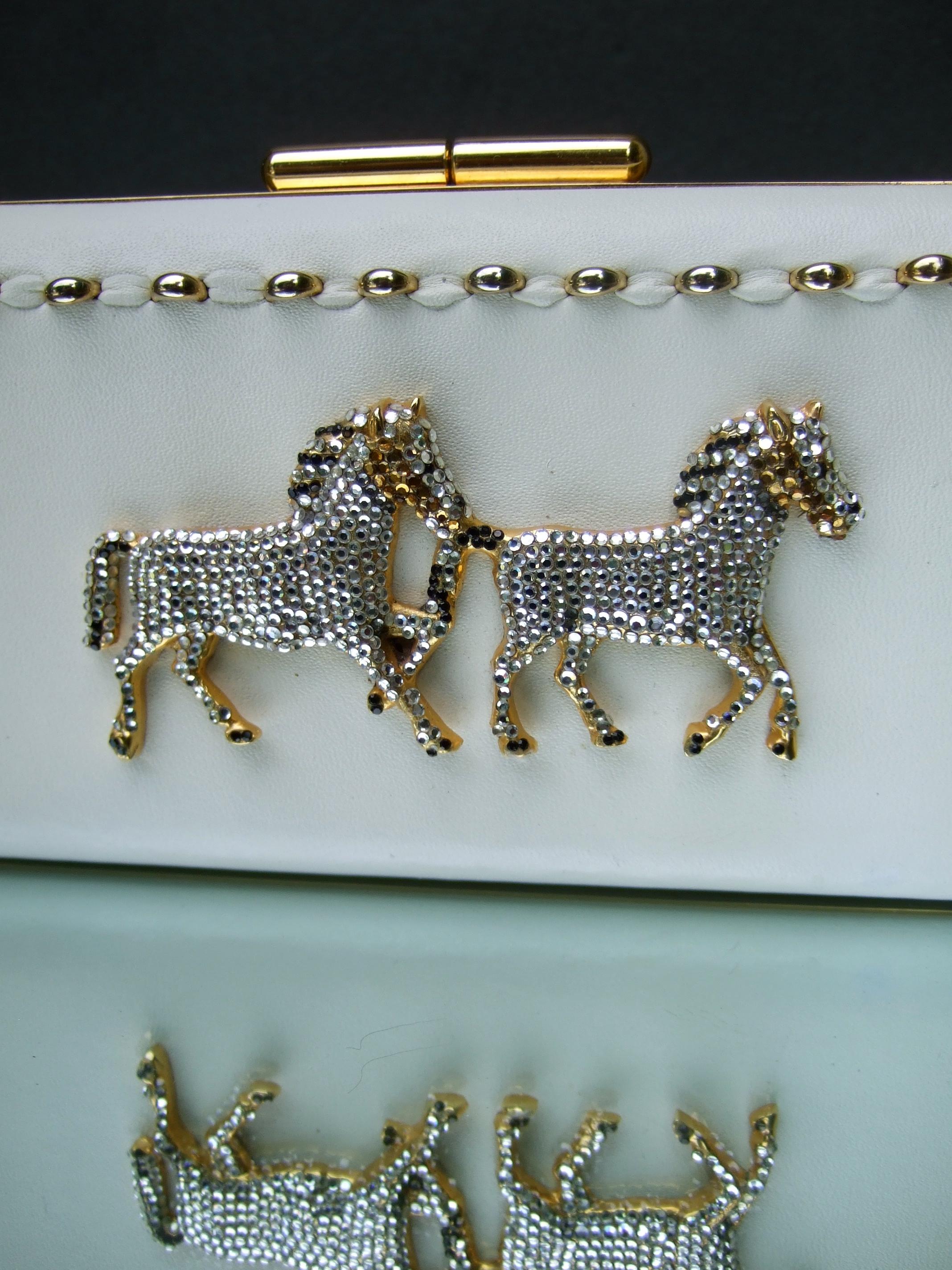Crystal Leather Equine Minaudiere Clutch by Ermine Beverly Hills c 1980s 11